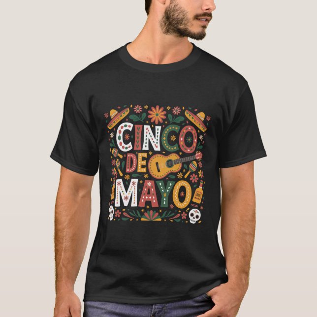 Cinco De Mayo Mexican Taco Guitar Fiesta Cinco De T Shirt (Framsida)