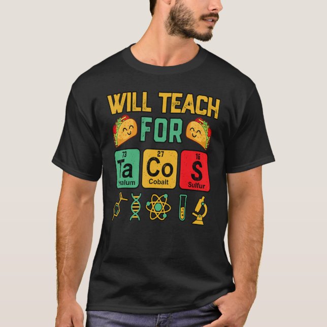 Cinco De Mayo Mexican Teacher Funny Will Teach For T Shirt (Framsida)