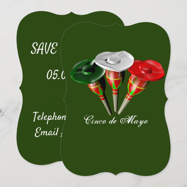 Cinco de mayo, mexikansk fest inbjudningar (Fram/baksida)