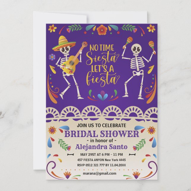 Cinco de Mayo Mexikansk Fiesta Bröllopsdusch Anpas Inbjudningar (Framsida)