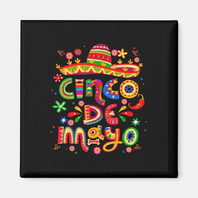 Cinco De Mayo Mexikansk Fiesta Firar 5 De Mayo M Magnet (Framsidan)