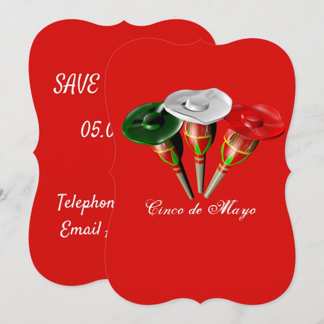 Cinco de mayo, mexikansk högtid inbjudningar (Fram/baksida)
