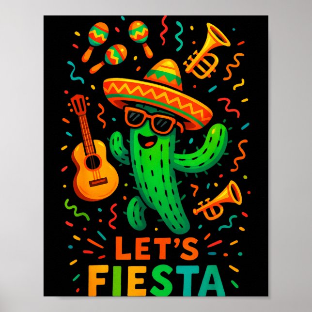 Cinco de mayo mexikansk kactusfest festlig laCinco Poster (Framsidan)