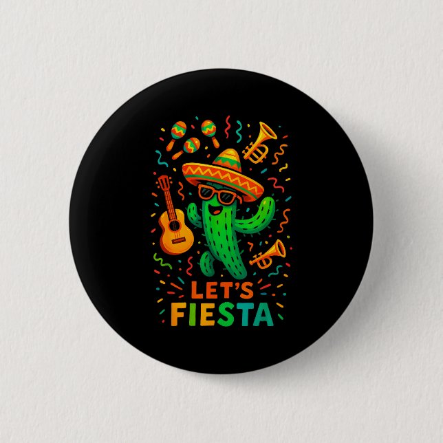 Cinco de mayo mexikansk kaktus fest rolig Cinco Knapp (Framsida)