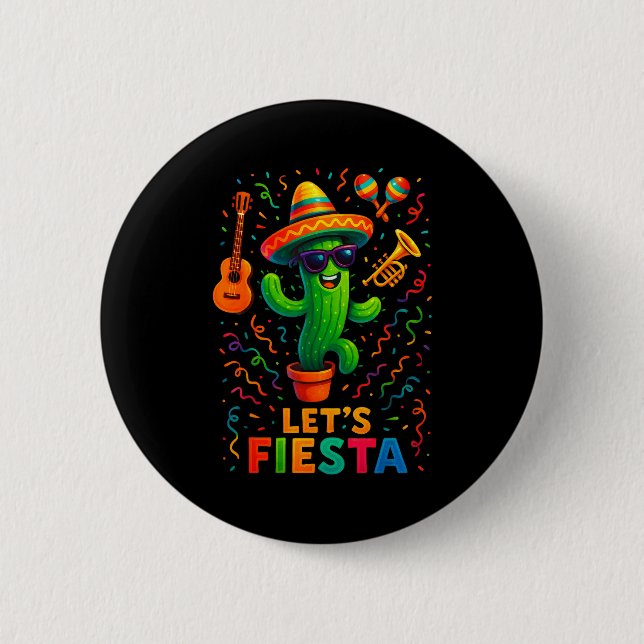 Cinco de mayo mexikansk kaktus fest rolig letsCinc Knapp (Framsida)