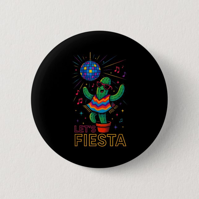 Cinco de mayo mexikansk kaktus fest rolig letsCinc Knapp (Framsida)