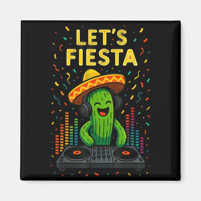 Cinco de mayo mexikansk kaktus fest rolig letsCinc Magnet (Framsidan)