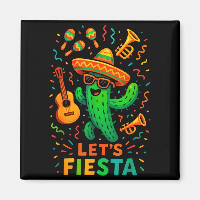 Cinco de mayo mexikansk kaktus fest rolig letsCinc Magnet (Framsidan)