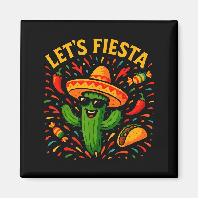 Cinco de mayo mexikansk kaktus fest rolig letsCinc Magnet (Framsidan)