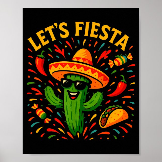Cinco de mayo mexikansk kaktus fest rolig letsCinc Poster (Framsidan)