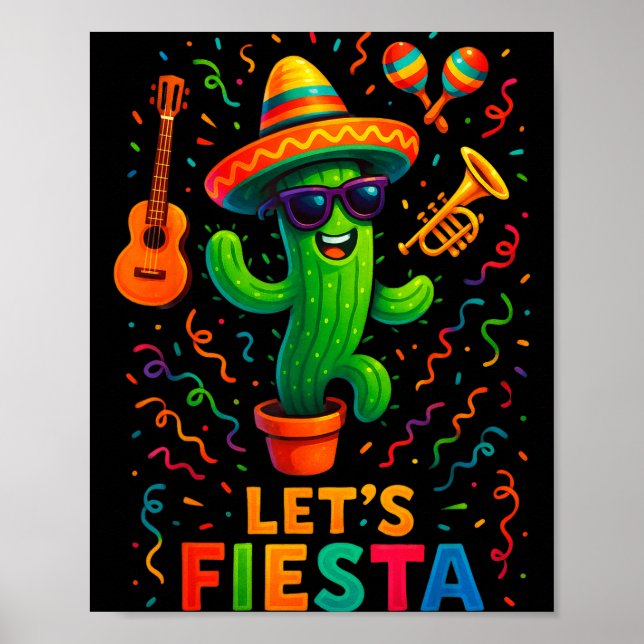 Cinco de mayo mexikansk kaktus fest rolig letsCinc Poster (Framsidan)