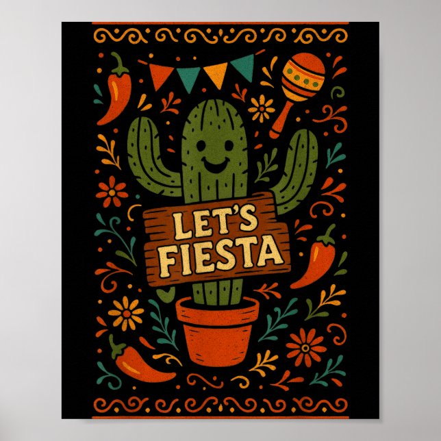 Cinco de mayo mexikansk kaktus fest rolig letsCinc Poster (Framsidan)
