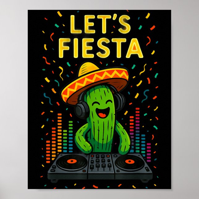 Cinco de mayo mexikansk kaktus fest rolig letsCinc Poster (Framsidan)