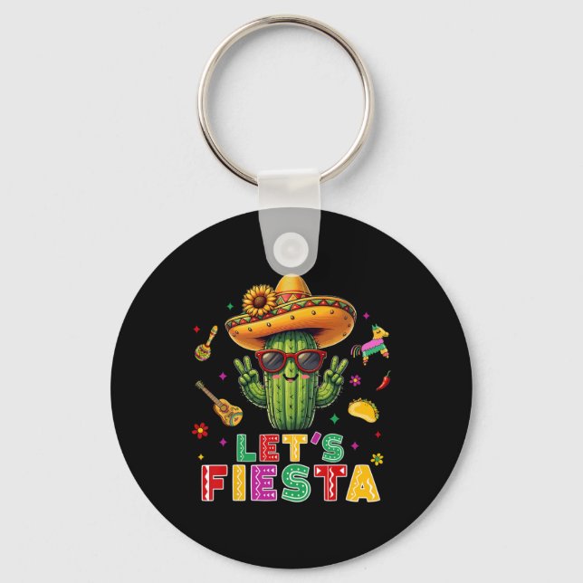 Cinco De Mayo Mexikansk Kaktus Rolig Fiesta Para Nyckelring (Framsida)