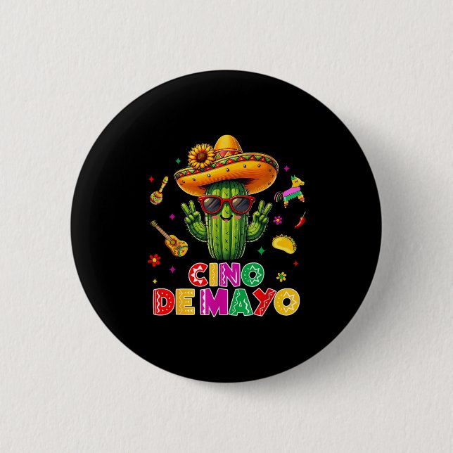 Cinco de mayo mexikansk kaktus rolig kul festCinc Knapp (Framsida)
