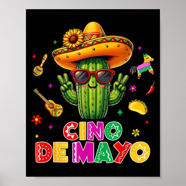 Cinco de mayo mexikansk kaktus rolig lät fiestaCin Poster (Framsidan)