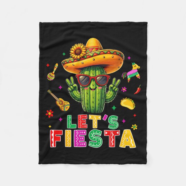 Cinco de mayo mexikansk kaktus rolig låt oss fiest fleecefilt (Framsidan)