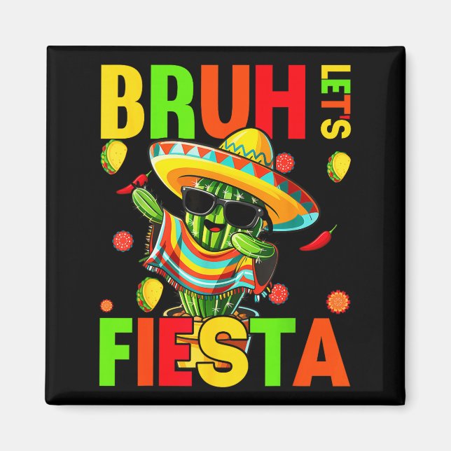 Cinco de mayo mexikansk kaktus rolig låt oss fiest magnet (Framsidan)