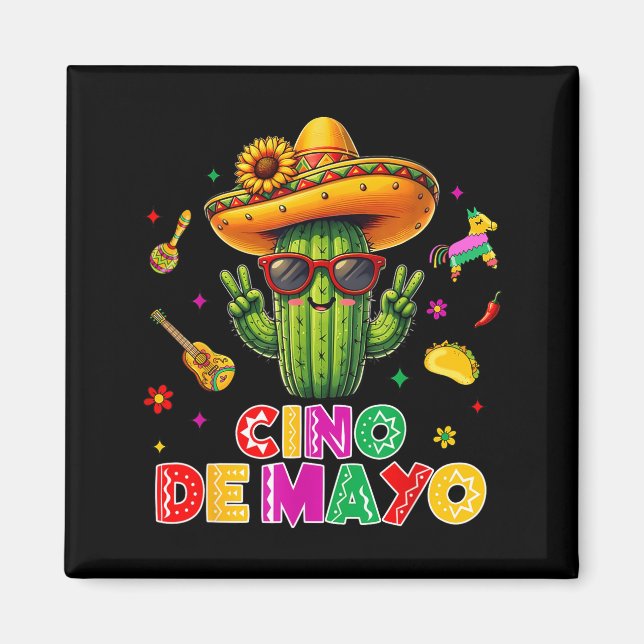 Cinco de mayo mexikansk kaktus rolig låt oss fiest magnet (Framsidan)
