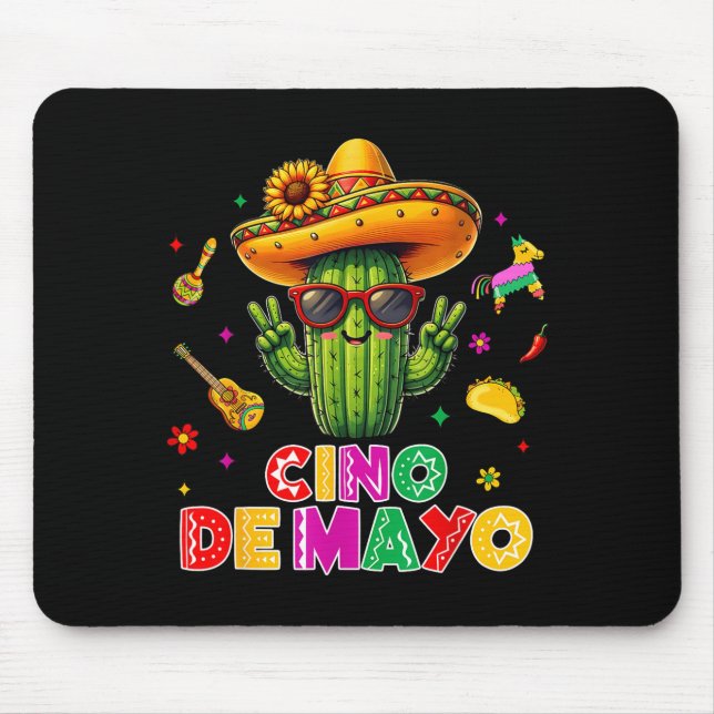 Cinco de mayo mexikansk kaktus rolig låt oss fiest musmatta (Framsidan)
