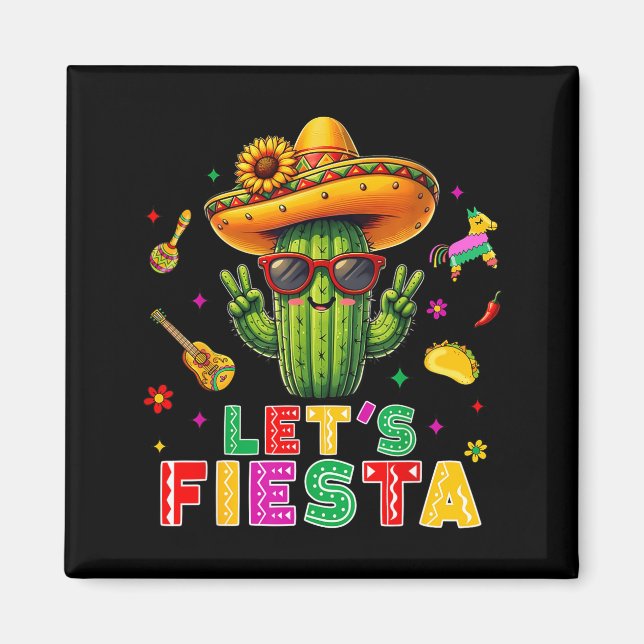 Cinco de mayo mexikansk kaktus rolig lets fiestaCi Magnet (Framsidan)