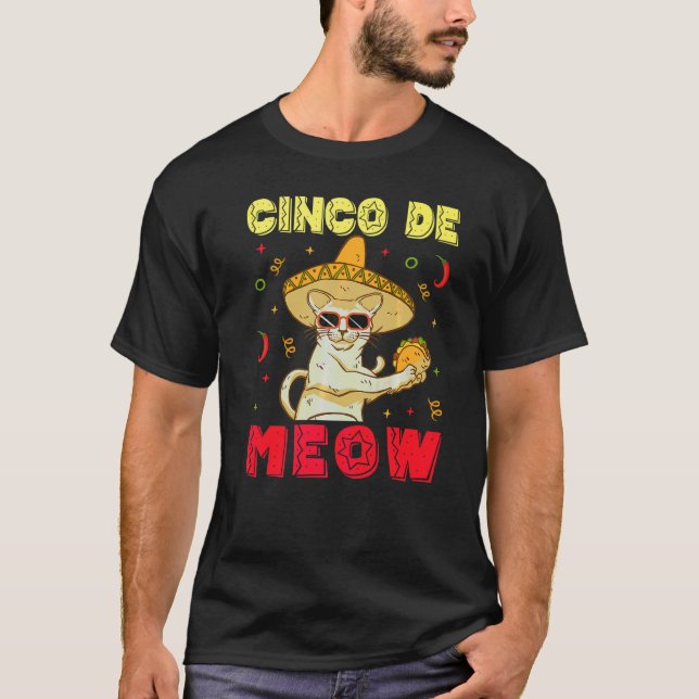 Cinco De Mayo Mexikansk Katt Dansar T Shirt (Framsida)