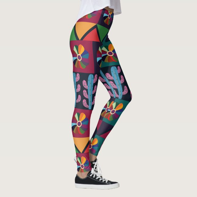 Cinco De Mayo Mexikansk Konst Mönster  Leggings (Höger)