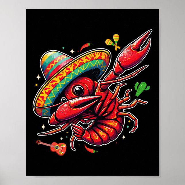 Cinco De Mayo Mexikansk Matfest Rolig Mexiko Kräft Poster (Framsidan)