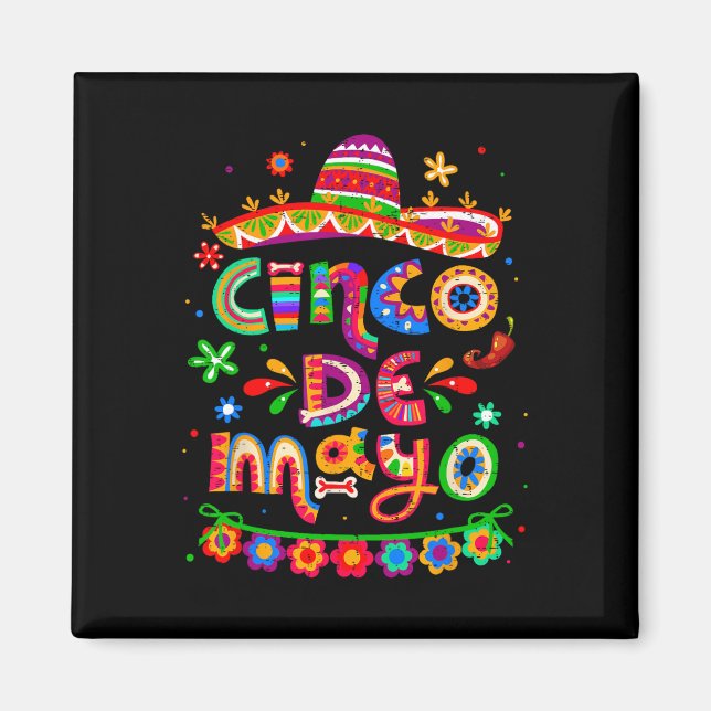 Cinco De Mayo Mexikansk Taco Låt oss fiesta Cinco  Magnet (Framsidan)