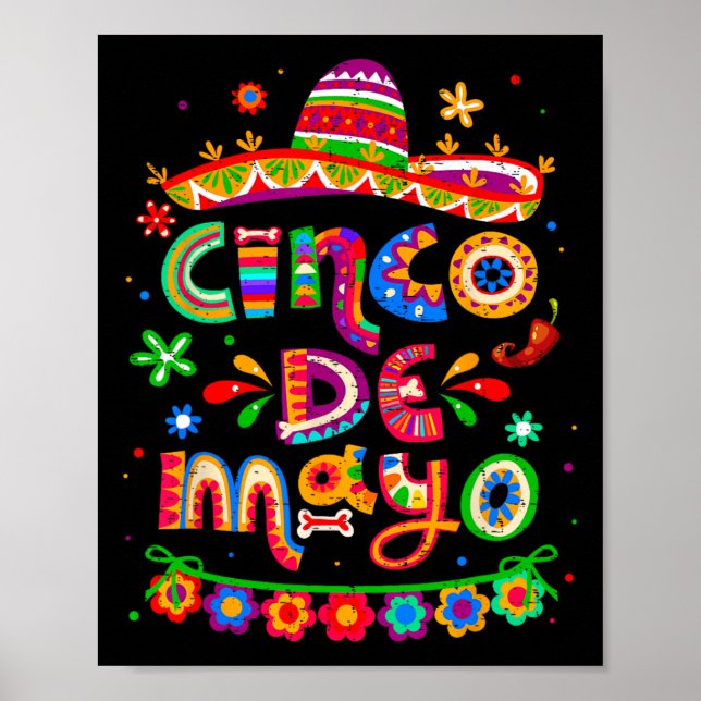 Cinco De Mayo Mexikansk Taco Låt oss fiesta Cinco  Poster (Framsidan)