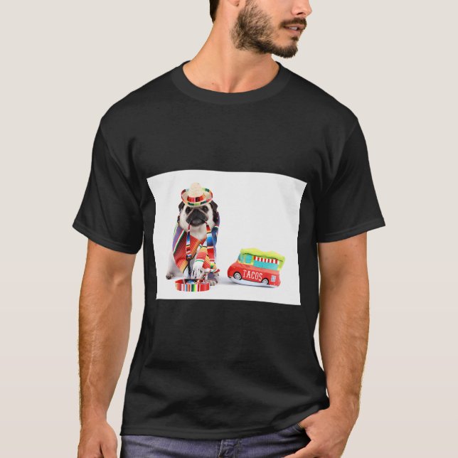 Cinco de Mayo Mops T Shirt (Framsida)