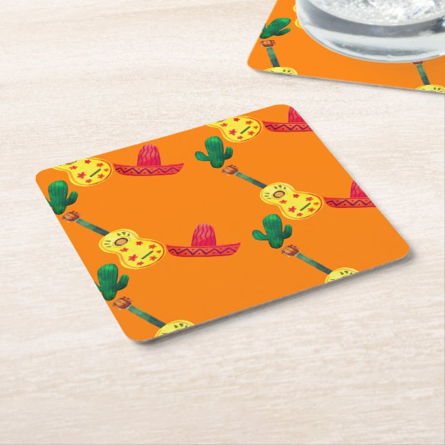 Cinco De Mayo Orange Underlägg Papper Kvadrat (Vinklad)