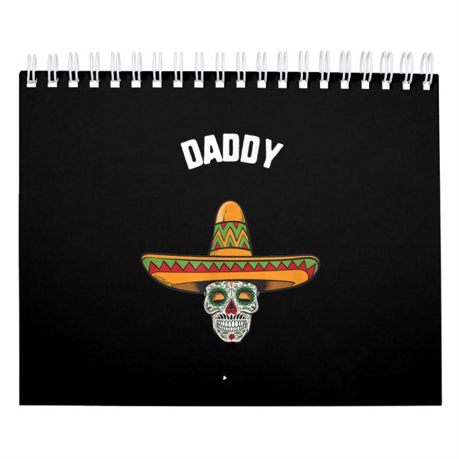 Cinco De Mayo Pappa Sugar Skull Sombrero Taco Kalender (Omslag)