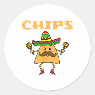 Cinco de Mayo Par - Chip och Salsa - Chip _1 Runt Klistermärke