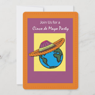 Cinco De Mayo Party bjudan Mexican Hat Globe Inbjudningar