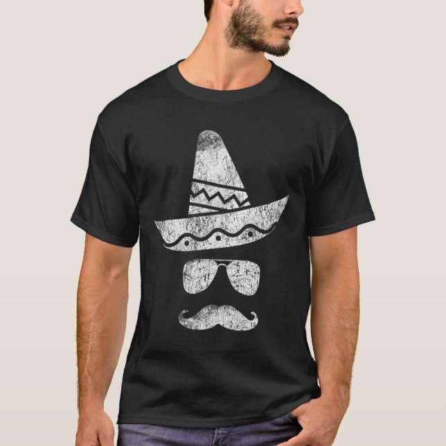Cinco De Mayo Party Mustache Mexican Hat Funny T S Shirt (Framsida)