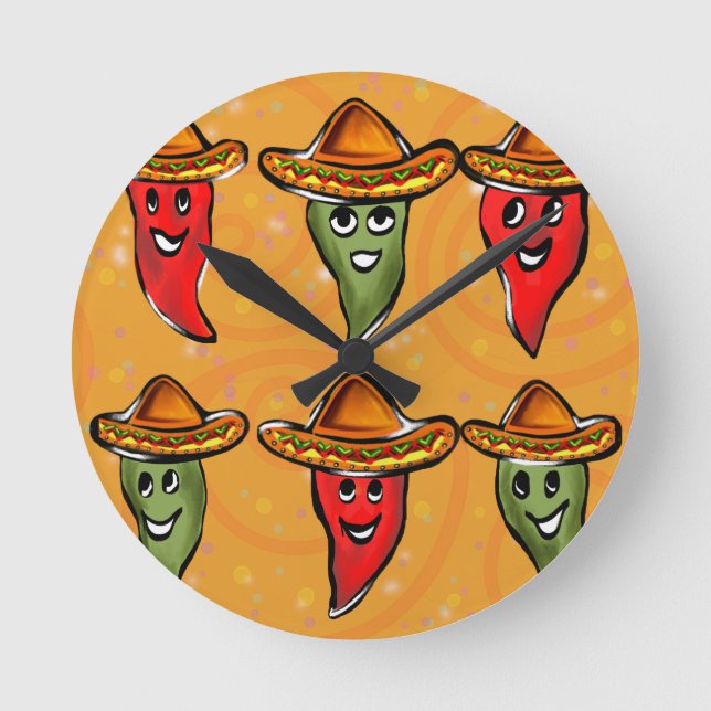 Cinco de Mayo-peppar Rund Klocka (Framsida)