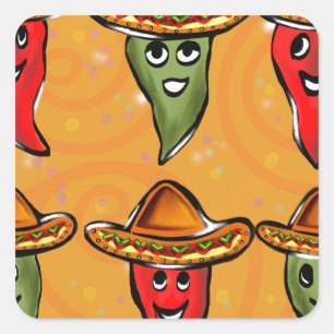 Cinco de Mayo Peppers Fyrkantigt Klistermärke