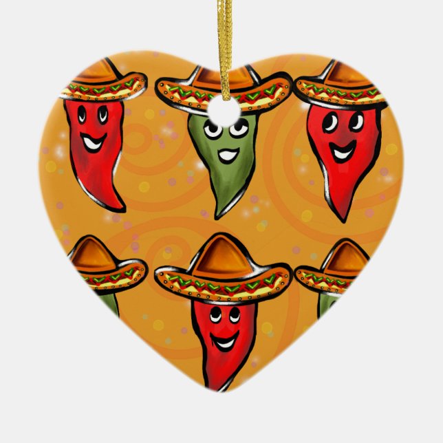 Cinco de Mayo Peppers Julgransprydnad Keramik (Framsidan)
