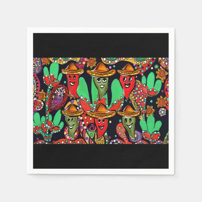 Cinco de Mayo Peppers Pappersservett (Framsidan)