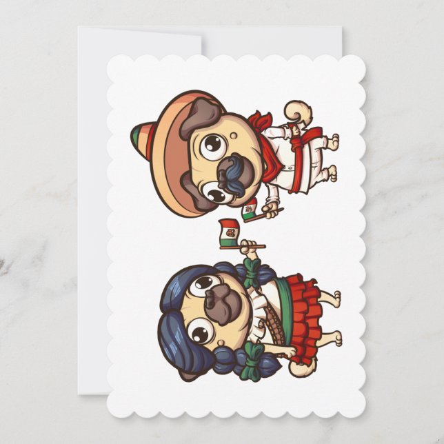 Cinco De Mayo Pugs Flat Greeting Card Inbjudningar (Framsida)