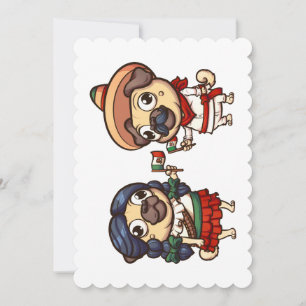 Cinco De Mayo Pugs Flat Greeting Card Inbjudningar