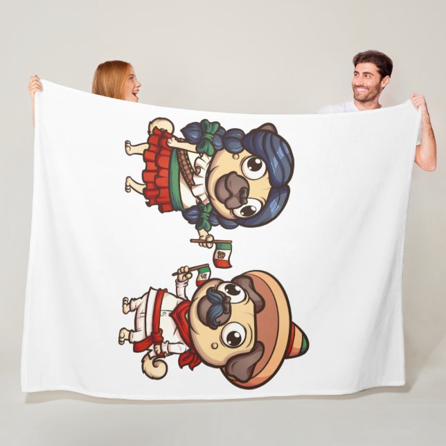 Cinco De Mayo Pugs Fleece Blanket (På plats)