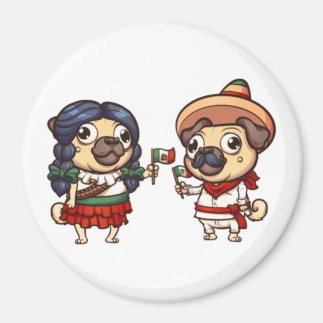 Cinco De Mayo Pugs Magnet (Framsidan)