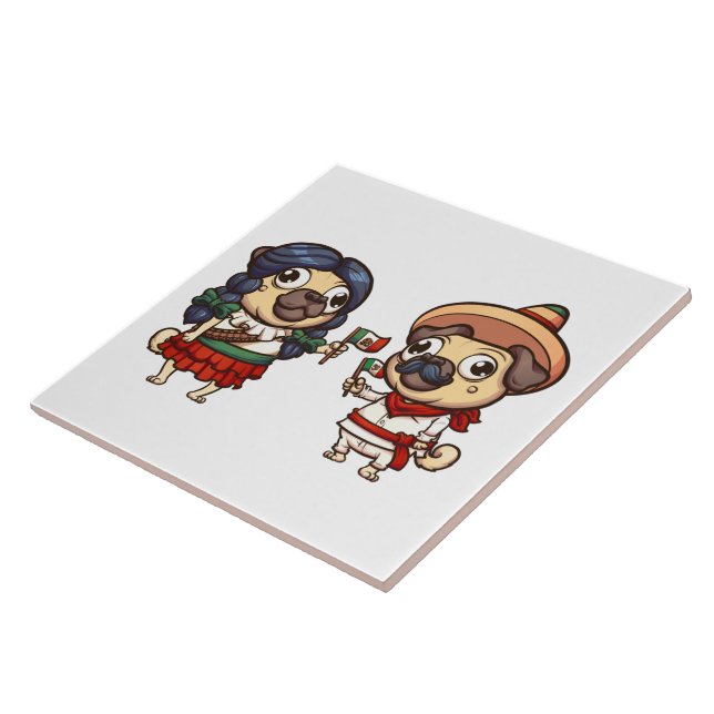 Cinco De Mayo Pugs Tile Kakelplatta (Sidan)