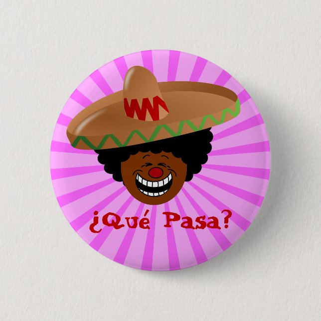 Cinco de Mayo - Que Pasa: Spanjor för skraj Fiesta Knapp (Framsida)