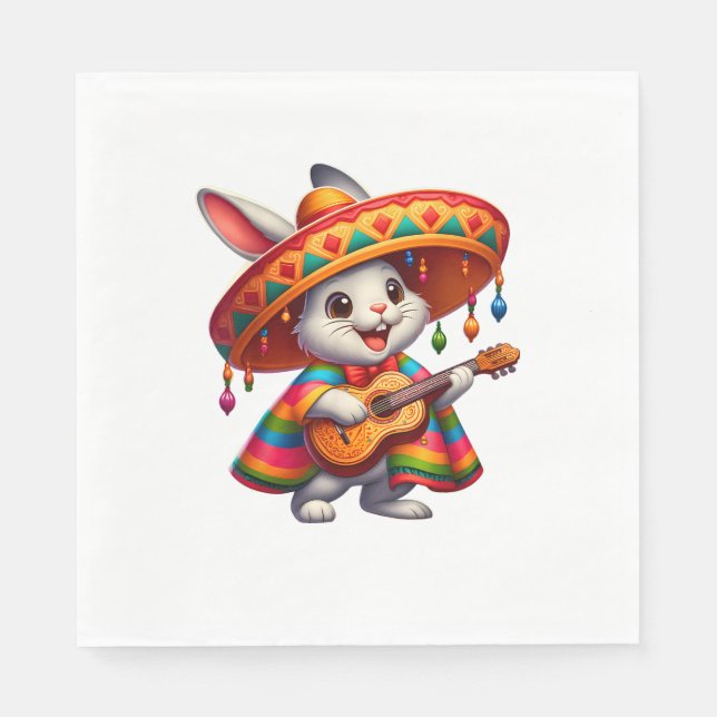 Cinco de Mayo Rabbit Wearing Mexican Sombrero Mana Pappersservett (Framsidan)
