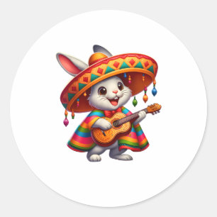 Cinco de Mayo Rabbit Wearing Mexican Sombrero Mana Runt Klistermärke
