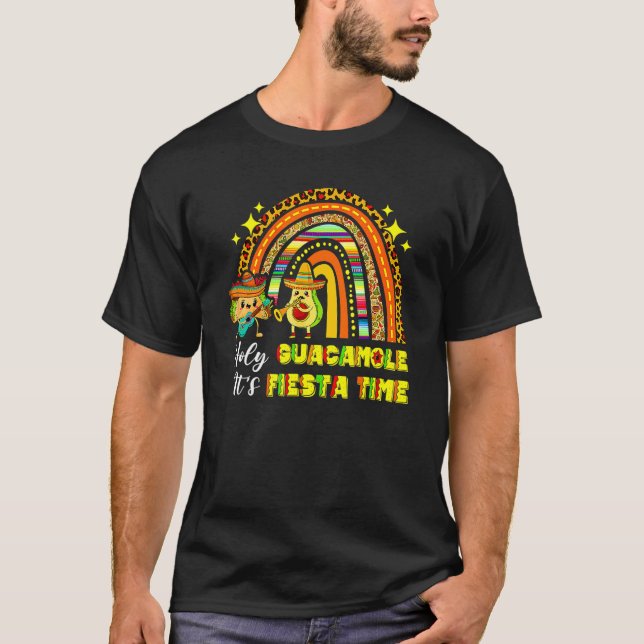 Cinco De Mayo Rainbow Heliga Guacamole its Fiesta  T Shirt (Framsida)