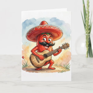 Cinco de Mayo Röd Chilipeppar Gitarrist Kort